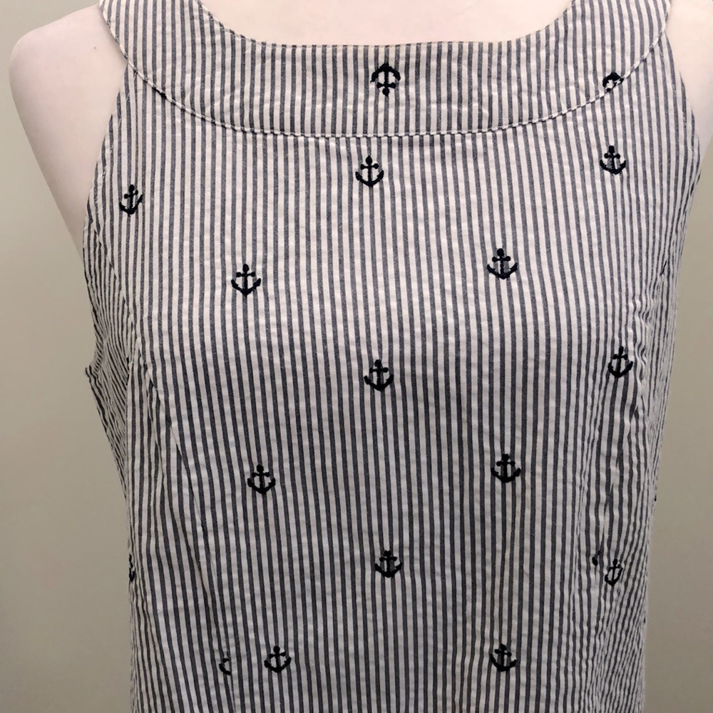 Cynthia Rowley blue/white stripe seersucker dress embellished w/anchors. Size 8